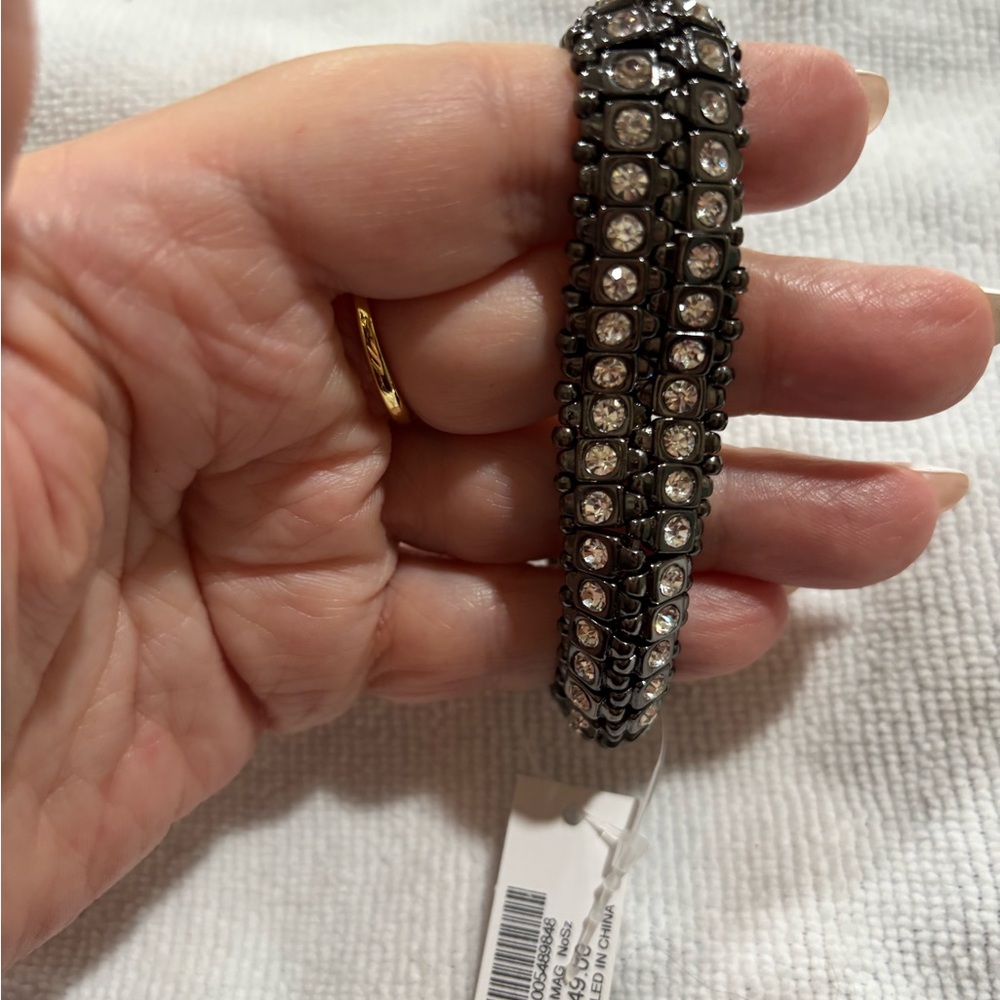 Crystalline Gunmetal Stretch Bracelet - Women Jewelry